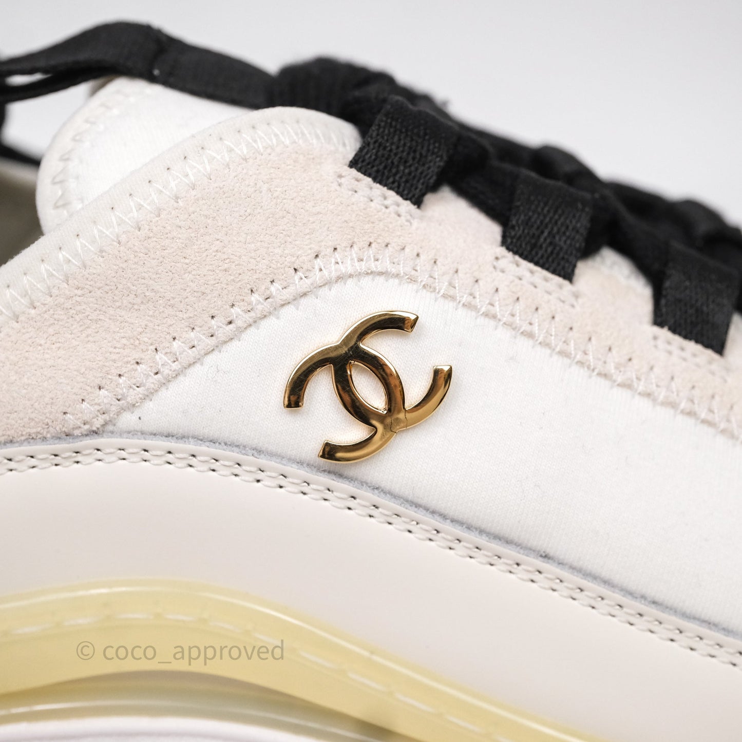 Chanel CC Sneakers Cream Black Size 37.5