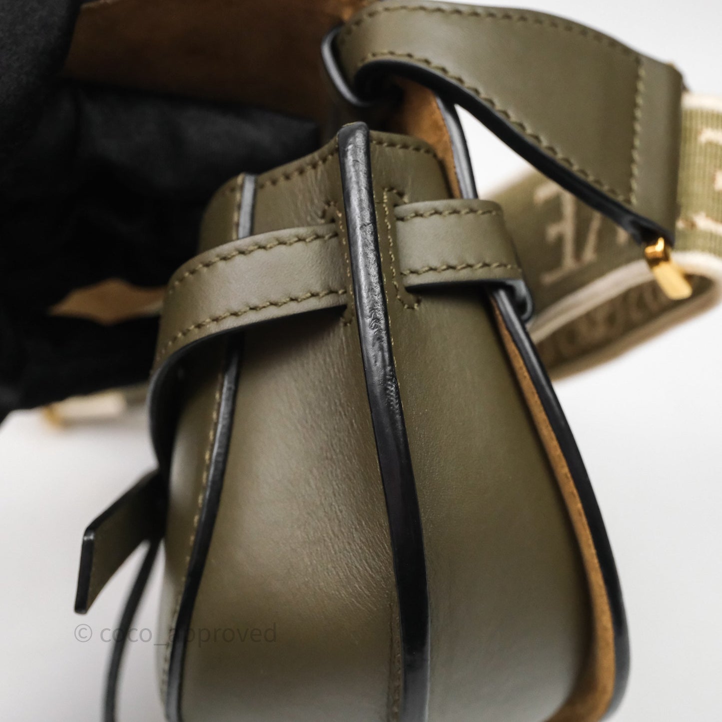 Loewe Mini Gate Dual Bag Soft Calfskin & Jacquard Strap Autumn Green