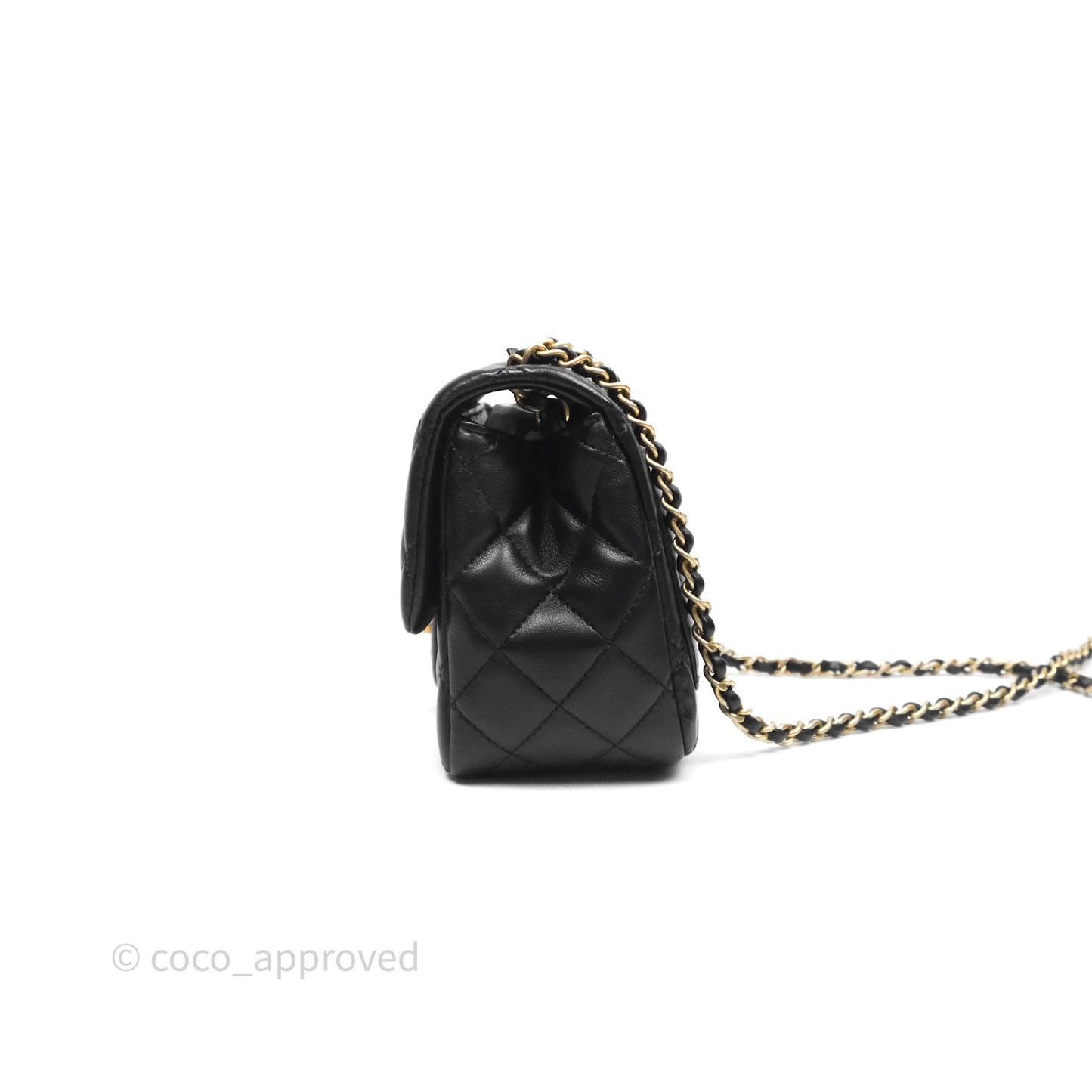Chanel Romance Mini Square Flap Black Lambskin Aged Gold Hardware
