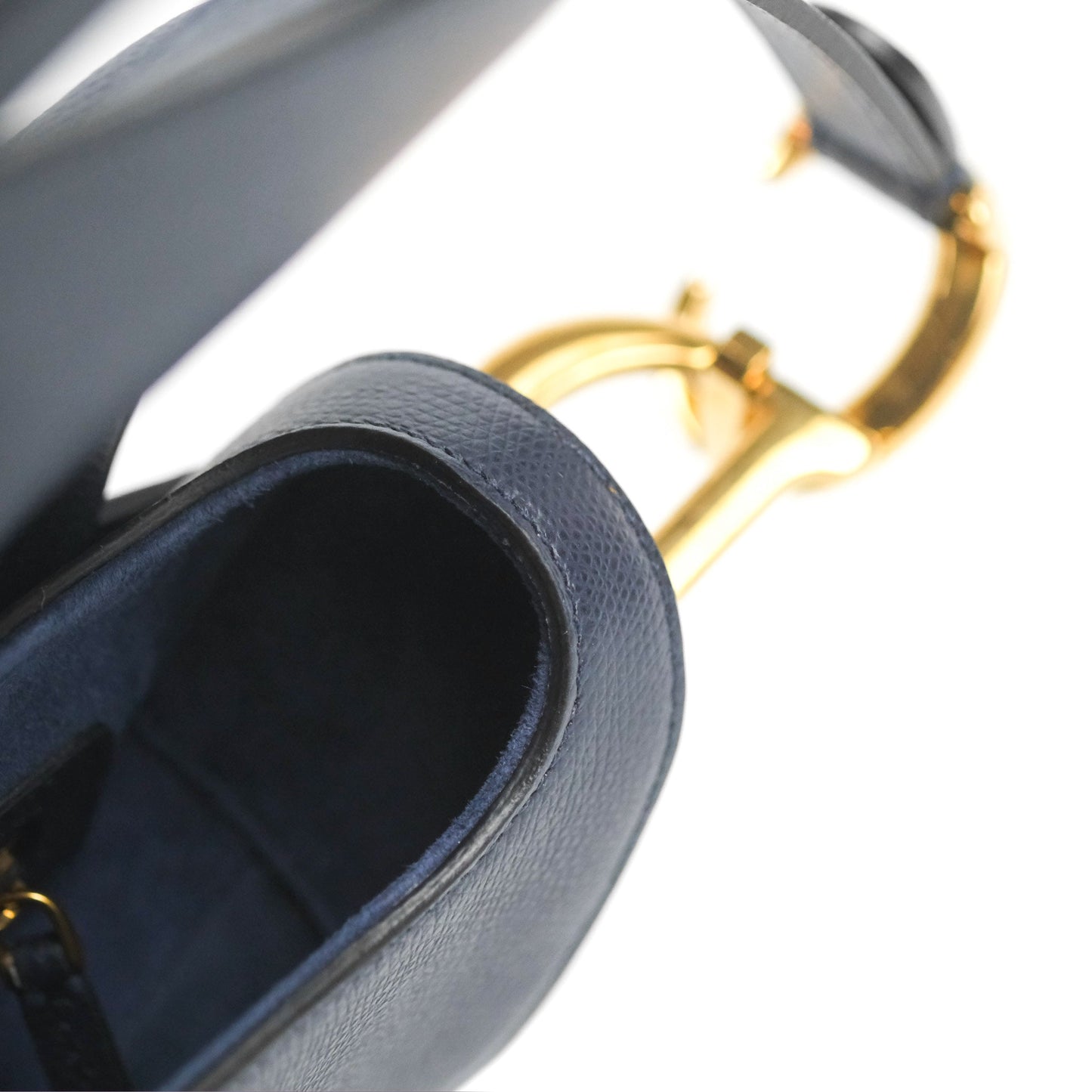 Christian Dior Saddle Bag Navy Grained Calfskin Gold Hardware