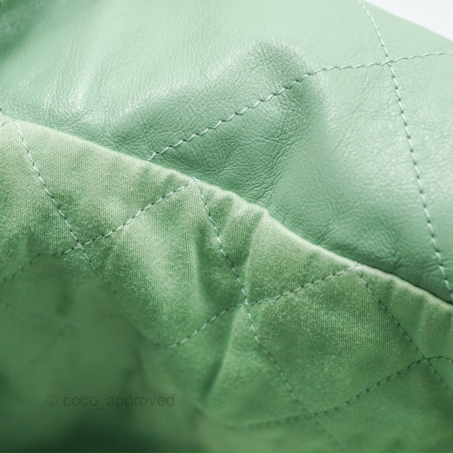 Chanel 22 Small Mint Green Shiny Calfskin Aged Gold Hardware