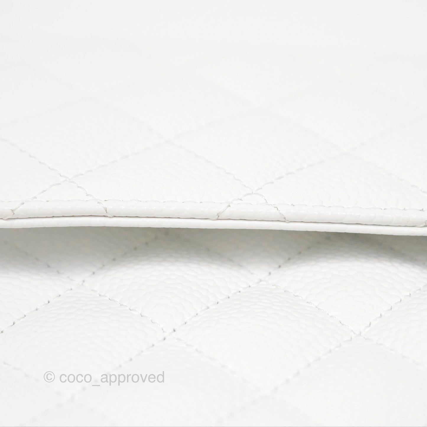Chanel Classic M/L Medium Flap Quilted White Caviar Silver Hardware