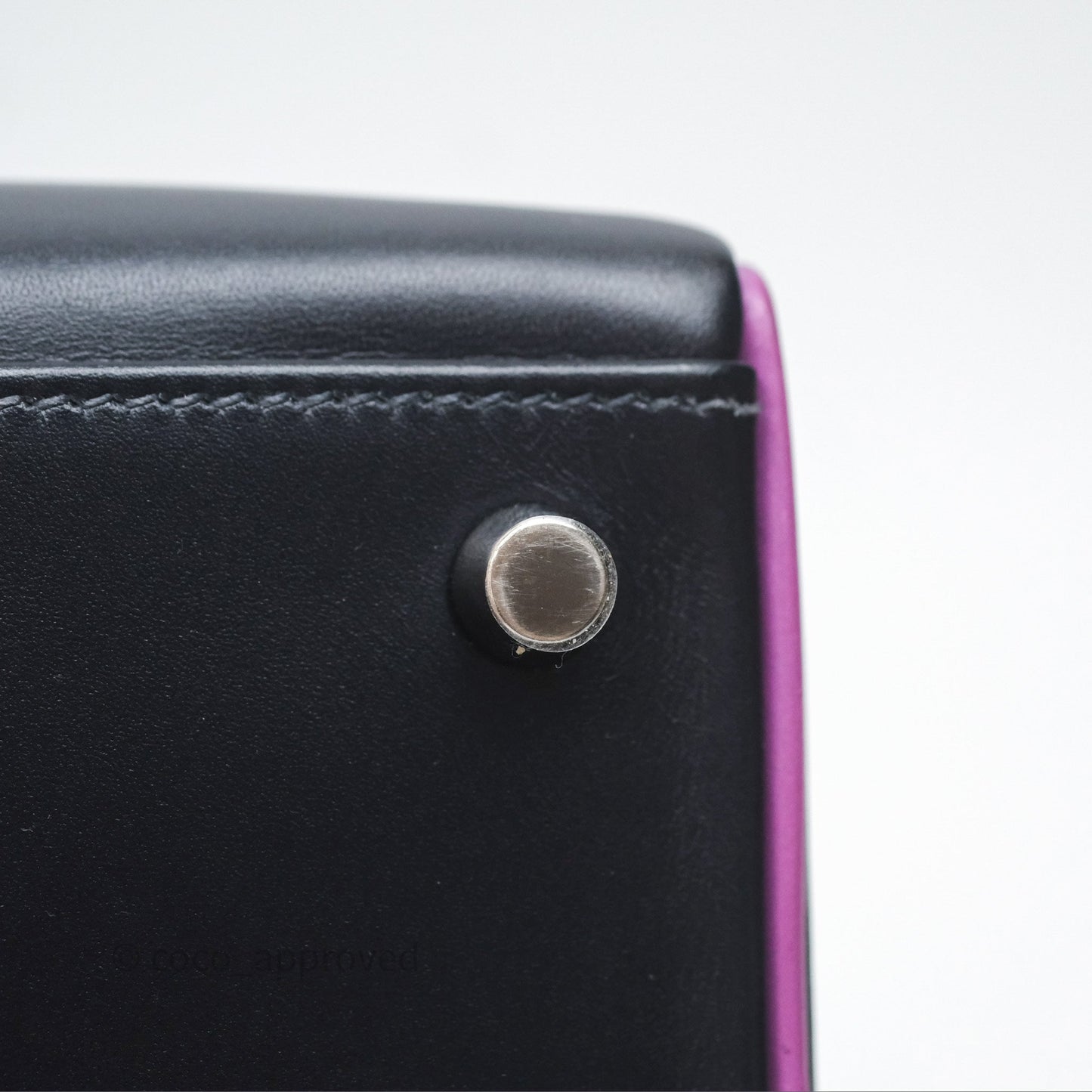 Hermès Vintage Kelly 32 Retourn Navy/Purple Box Leather Palladium Hardware