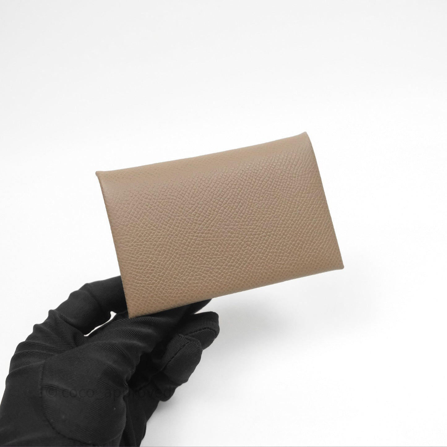 Hermès Calvi Card Holder Etoupe 18 Epsom