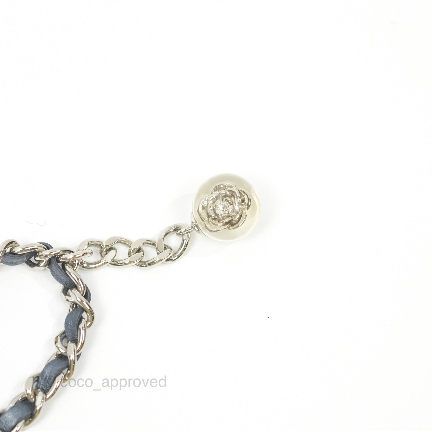 Chanel Camellia Wallet on Chain WOC Iridescent Navy Calfskin Silver Hardware
