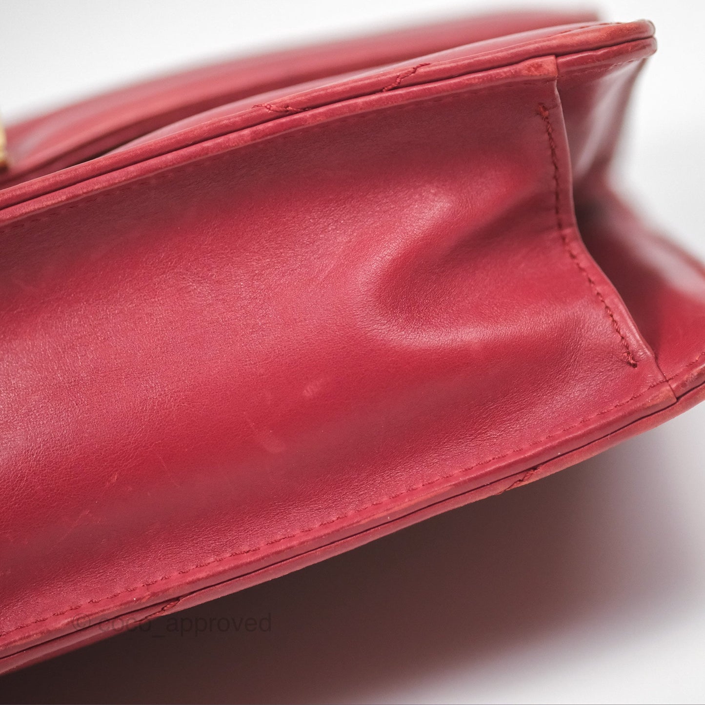 Chanel Chevron Shoulder Bag Red Calfskin Aged Gold Hardware