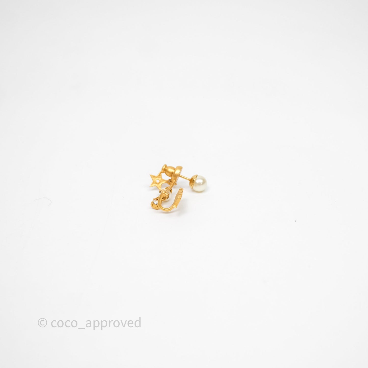 Christian Dior J'Adior Crystal Pearl Drop Earrings Aged Gold Tone