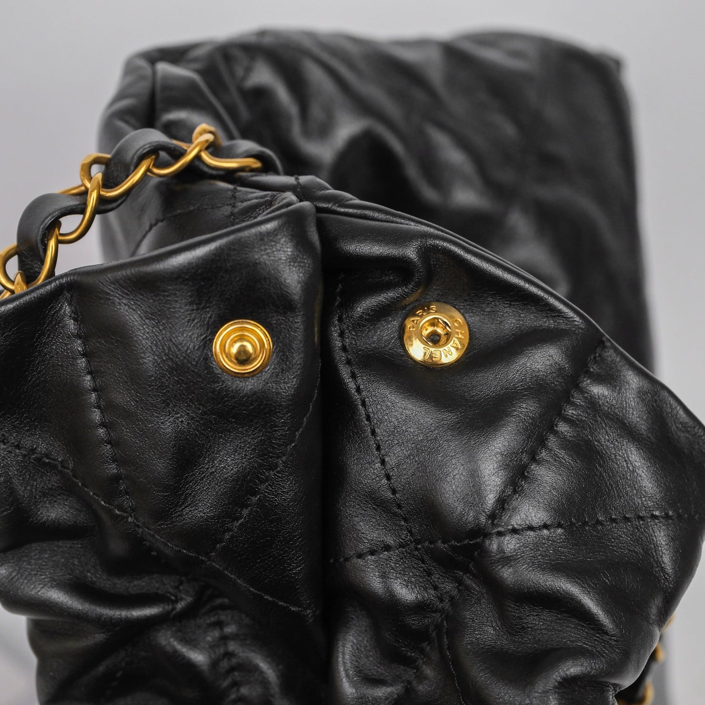 Chanel 22 Bag Medium Black Calfskin Aged Gold Hardware