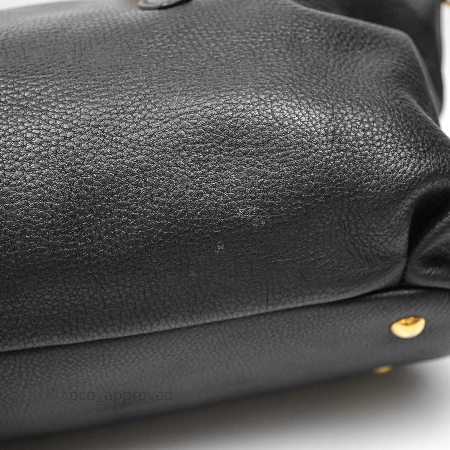 Miu Miu Vitello Tote Bag Black Gold Hardware