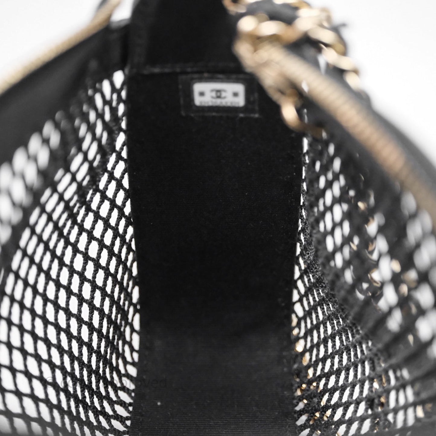 Chanel Mesh Clutch With Chain Black Shiny Lambskin Gold Hardware