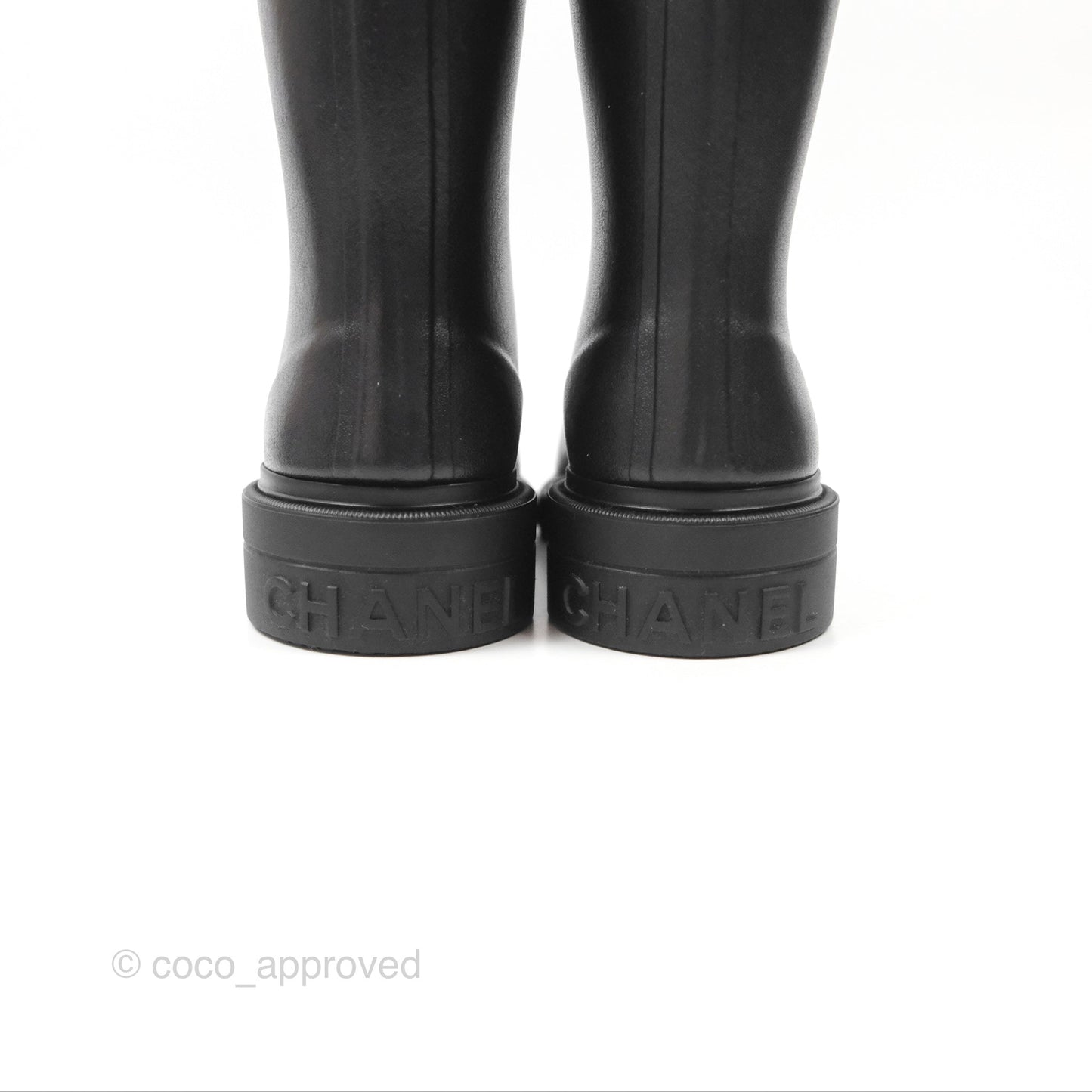 Chanel CC Black Rubber Rain Boots Size 37
