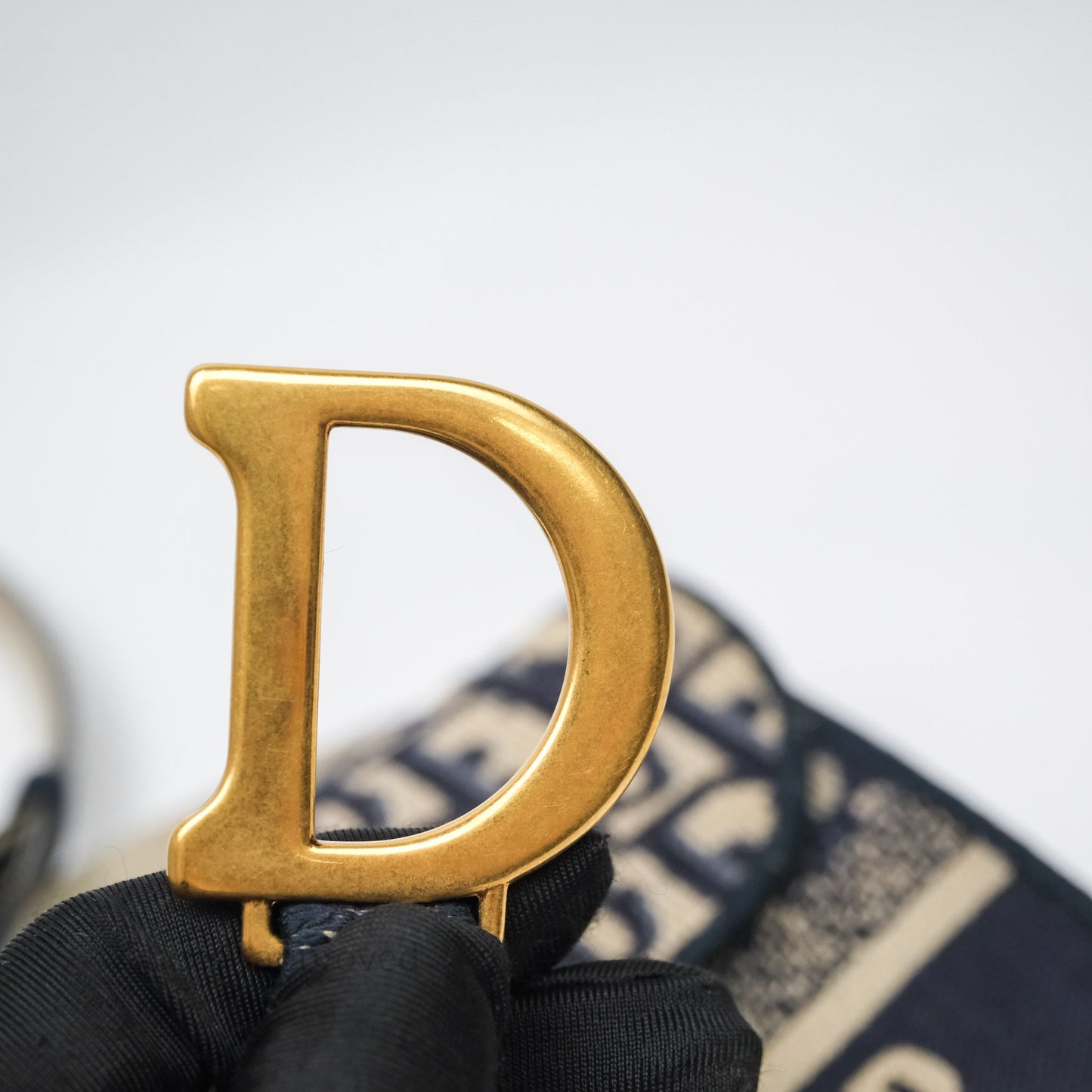 Christian Dior Navy Oblique Slim Saddle Pouch