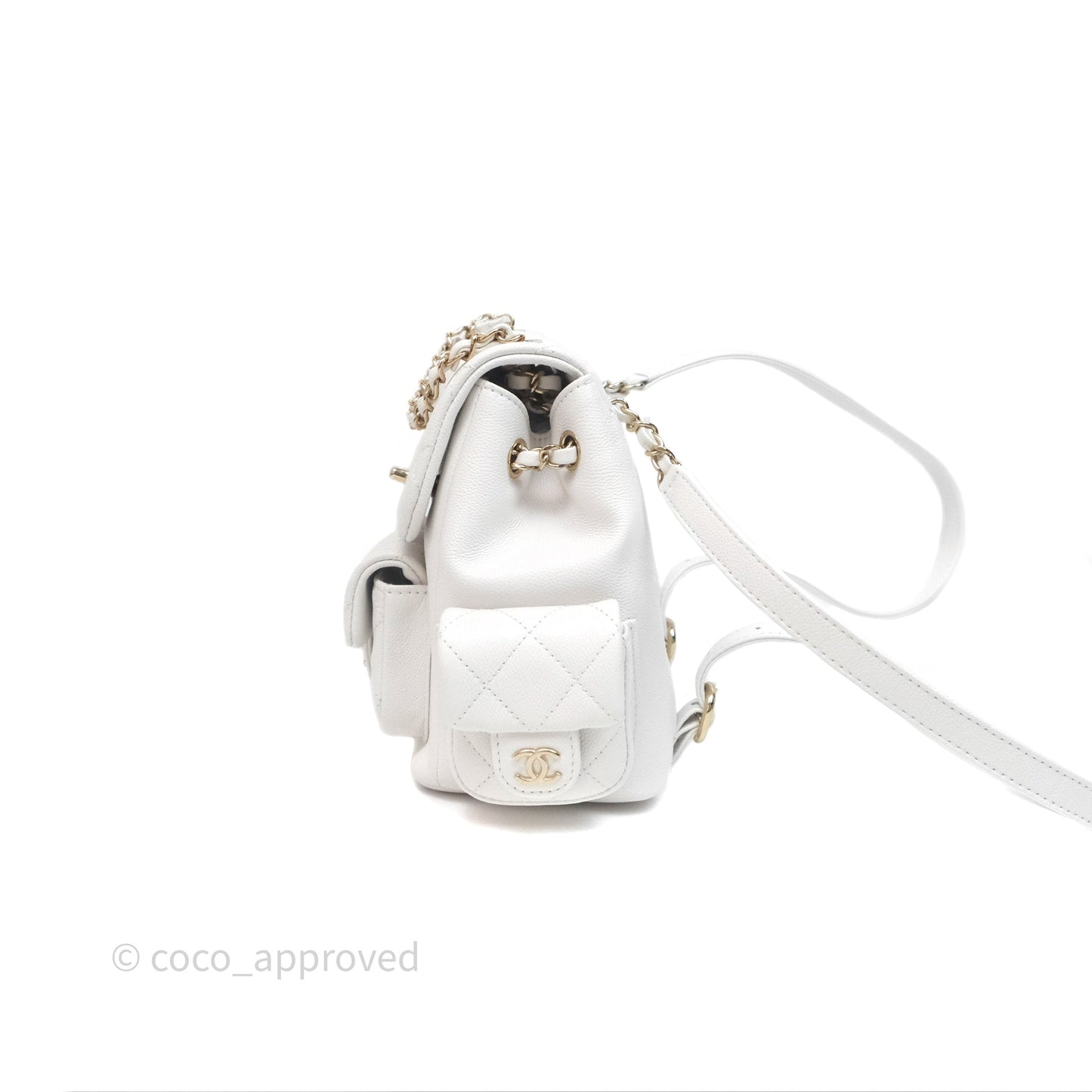 Chanel Small Duma Backpack White Caviar Gold Hardware