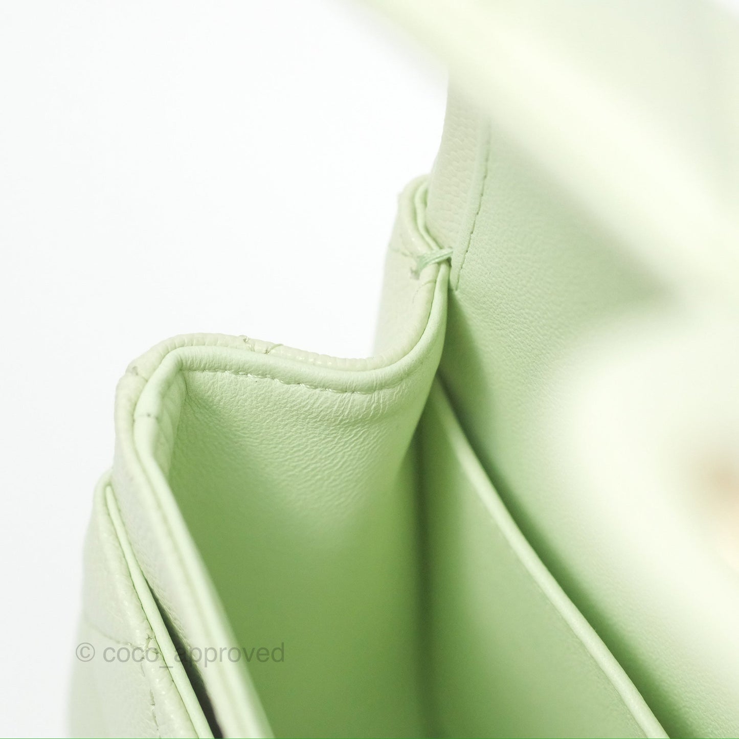 Chanel Small Classic Quilted Flap Mint Green Caviar Gold Hardware 22C