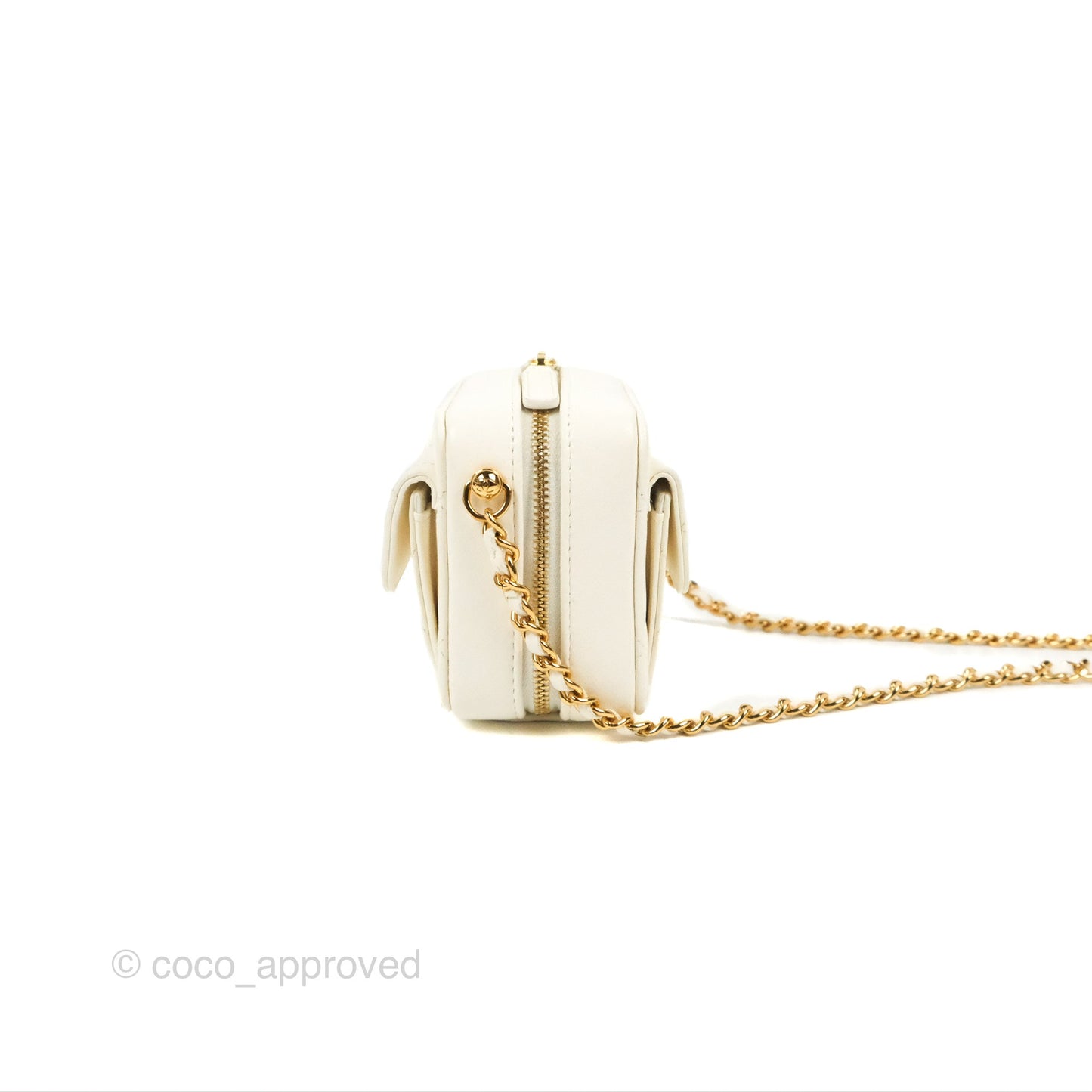 Chanel Mini Vanity Case with Chain White Lambskin Gold Hardware