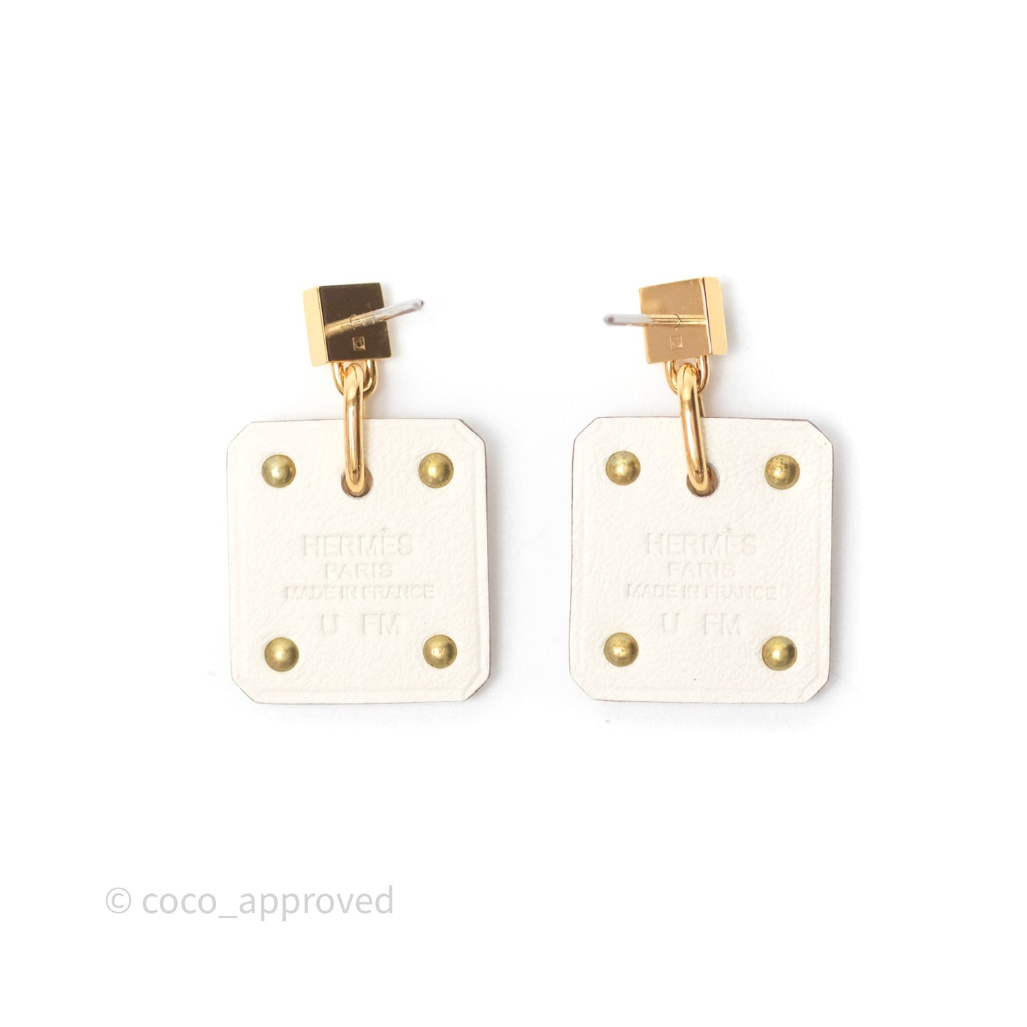 Hermès As De Coeur Drop Earrings Nata Swift Gold Hardware