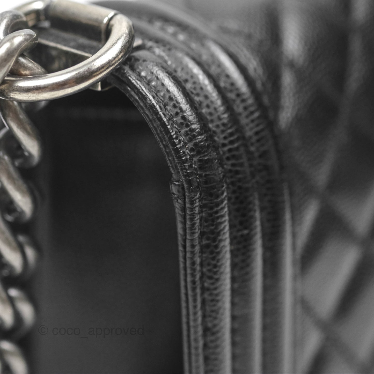 Chanel Medium Boy Quilted Black Caviar Ruthenium Hardware