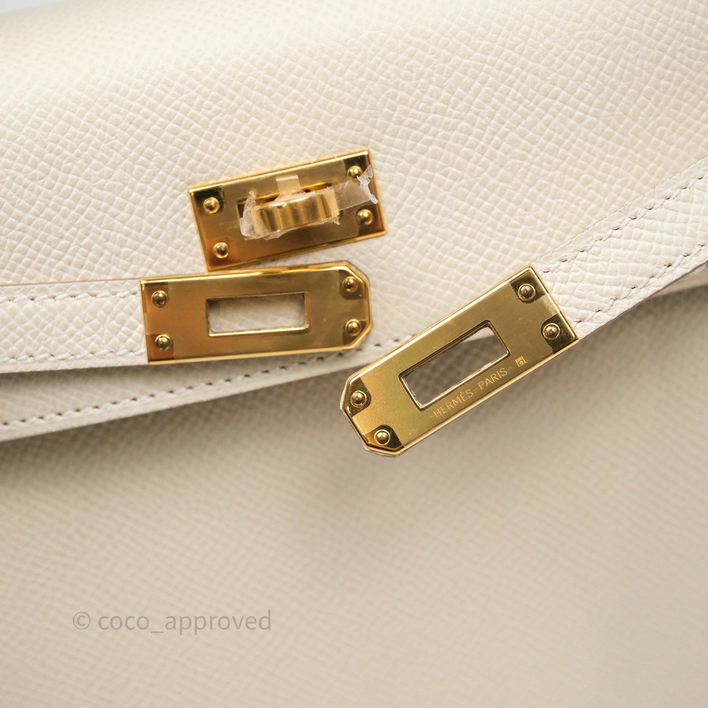 Hermes Kelly 25 Craie Epsom Gold Hardware