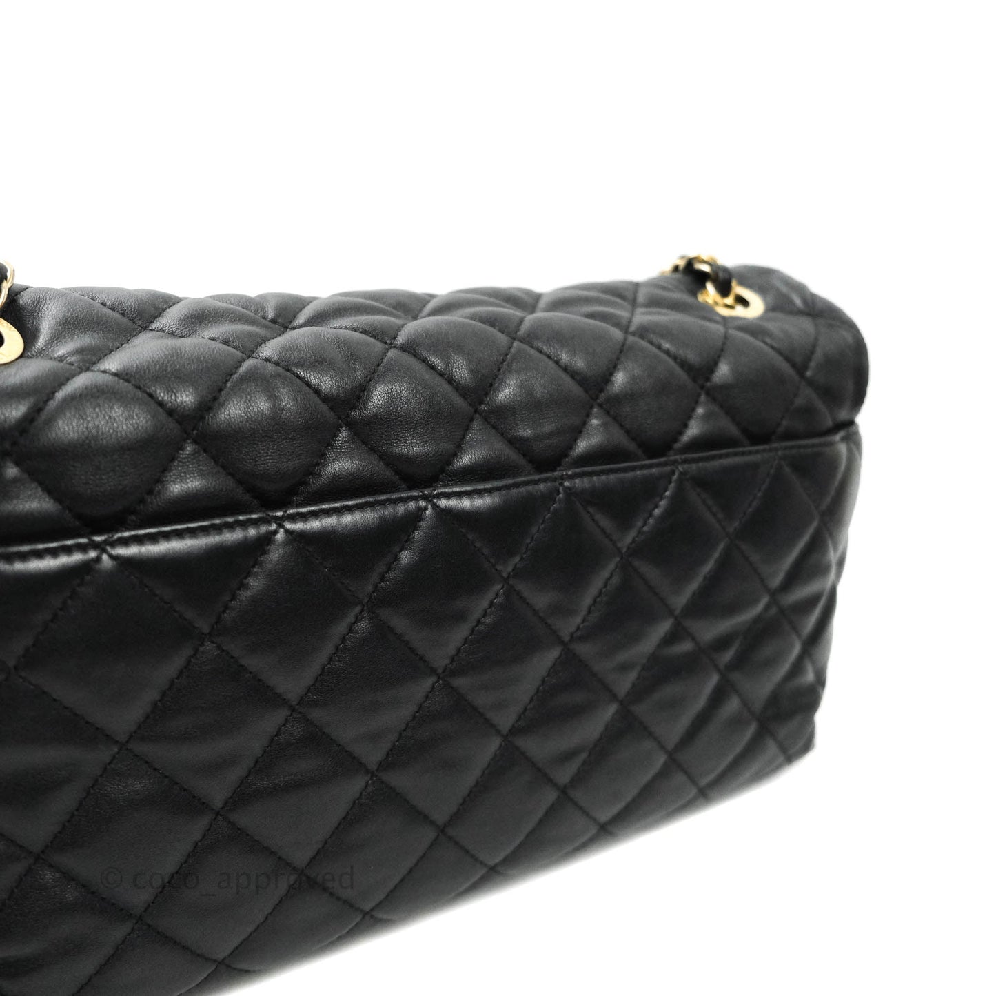 Chanel Soft Elegance Flap Bag Calfskin Black Aged Gold Hardware 14K