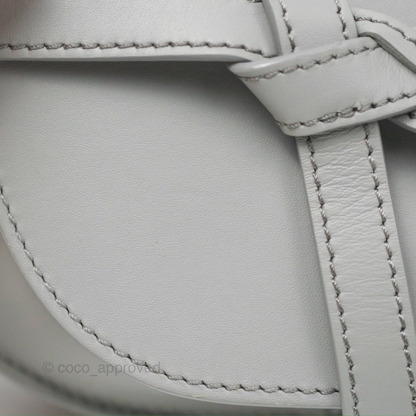 Loewe Mini Gate Dual Bag in Soft Calfskin & Jacquard Strap Light Grey