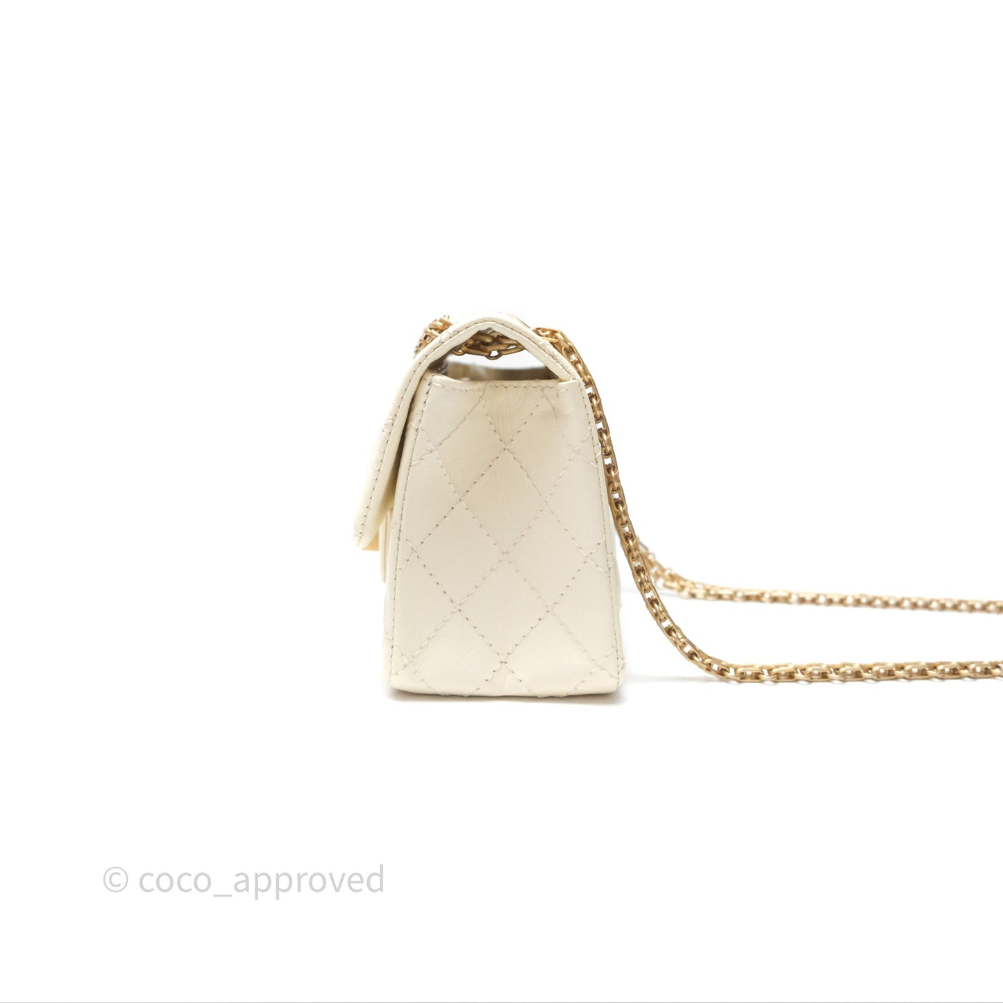 Chanel Mini Reissue 224 White Ivory Aged Calfskin Aged Gold Hardware