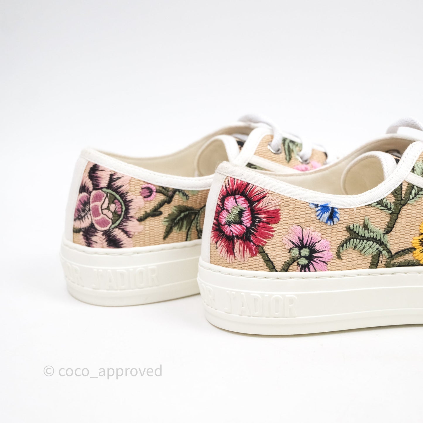 Dior Walk'n'Dior Sneakers Beige Floral Embroidered Canvas Size 37