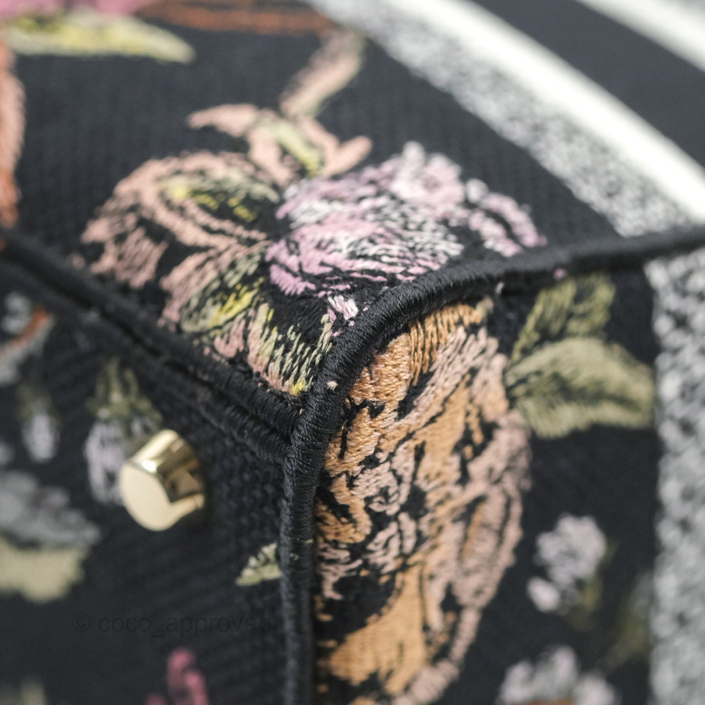 Christian Dior Medium Lady D-Lite Bag Black Dior Jardin Botanique Embroidery