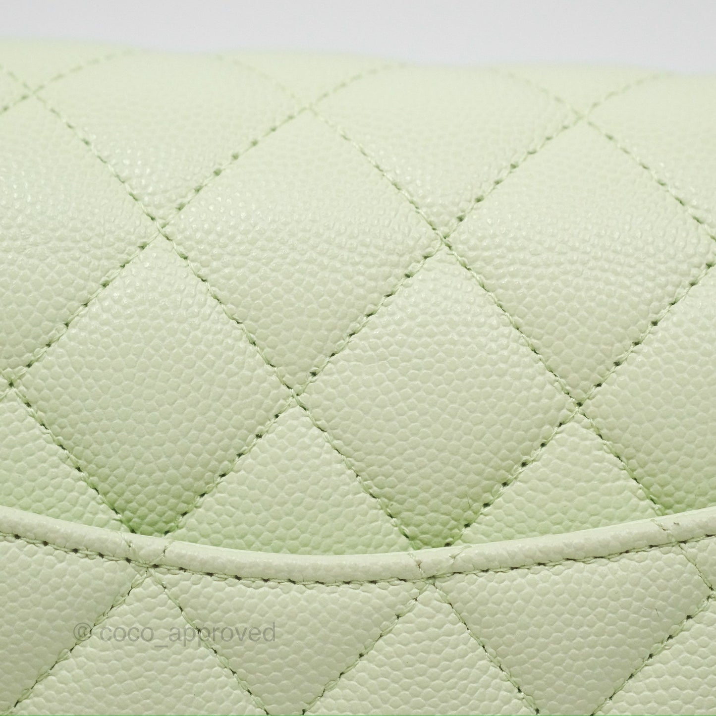 Chanel Small Classic Quilted Flap Mint Green Caviar Gold Hardware 22C