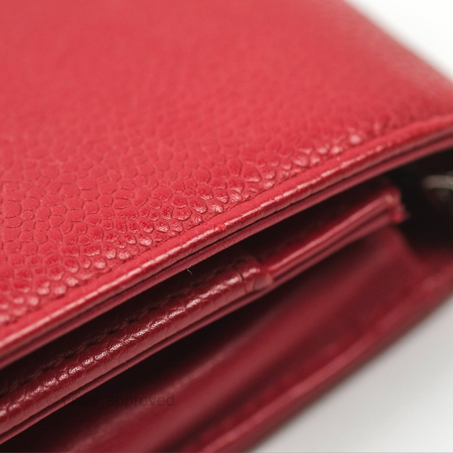 Chanel CC Wallet On Chain WOC Red Caviar Silver Hardware