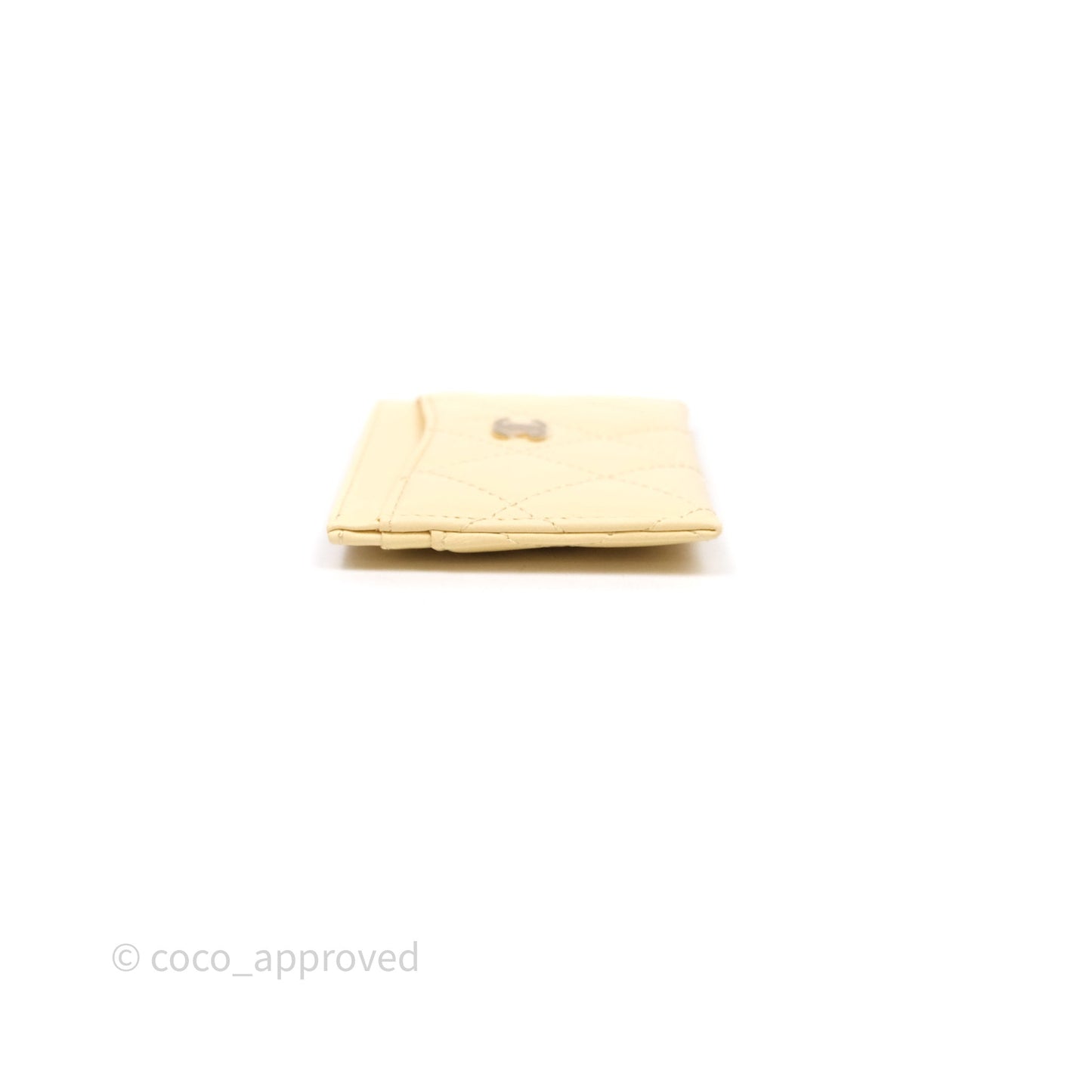 Chanel Classic Flat Card Holder Yellow Lambskin Gold Hardware