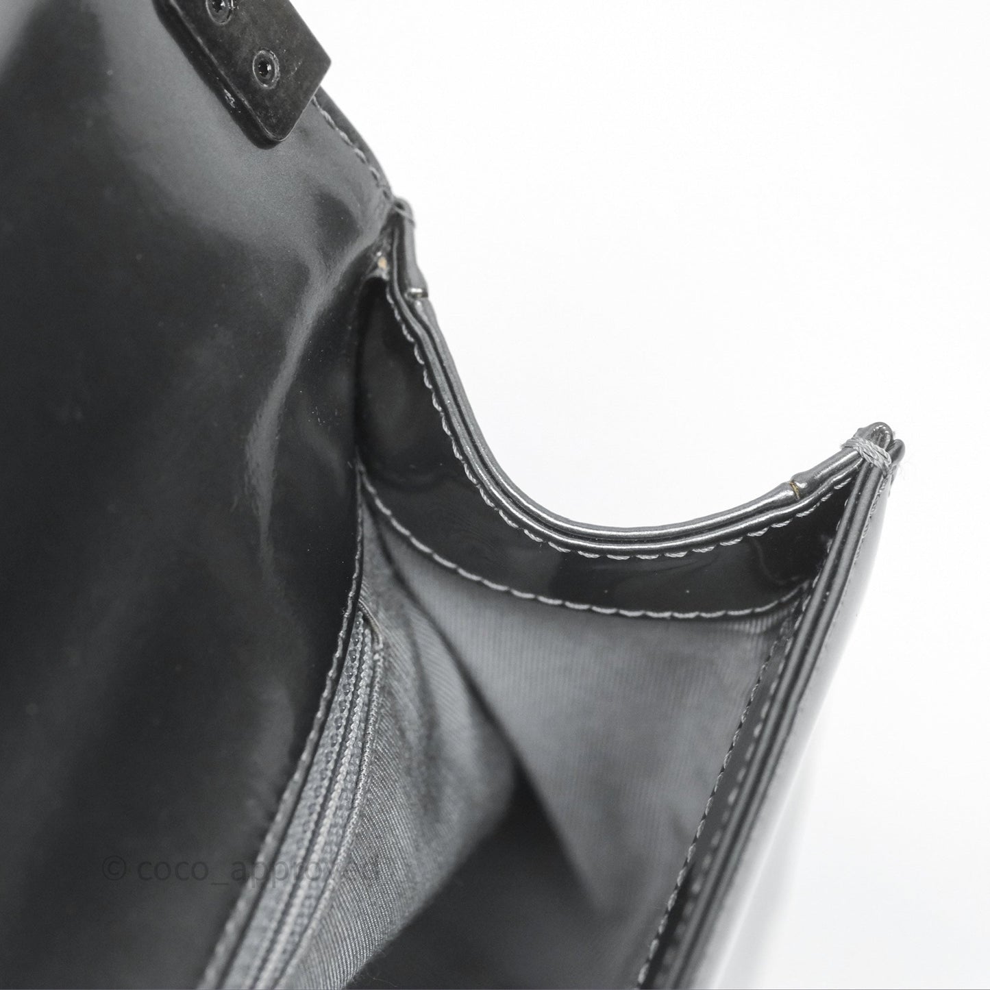 Chanel Medium Boy Metallic Dark Grey Iridescent Glazed Calfskin Ruthenium Hardware