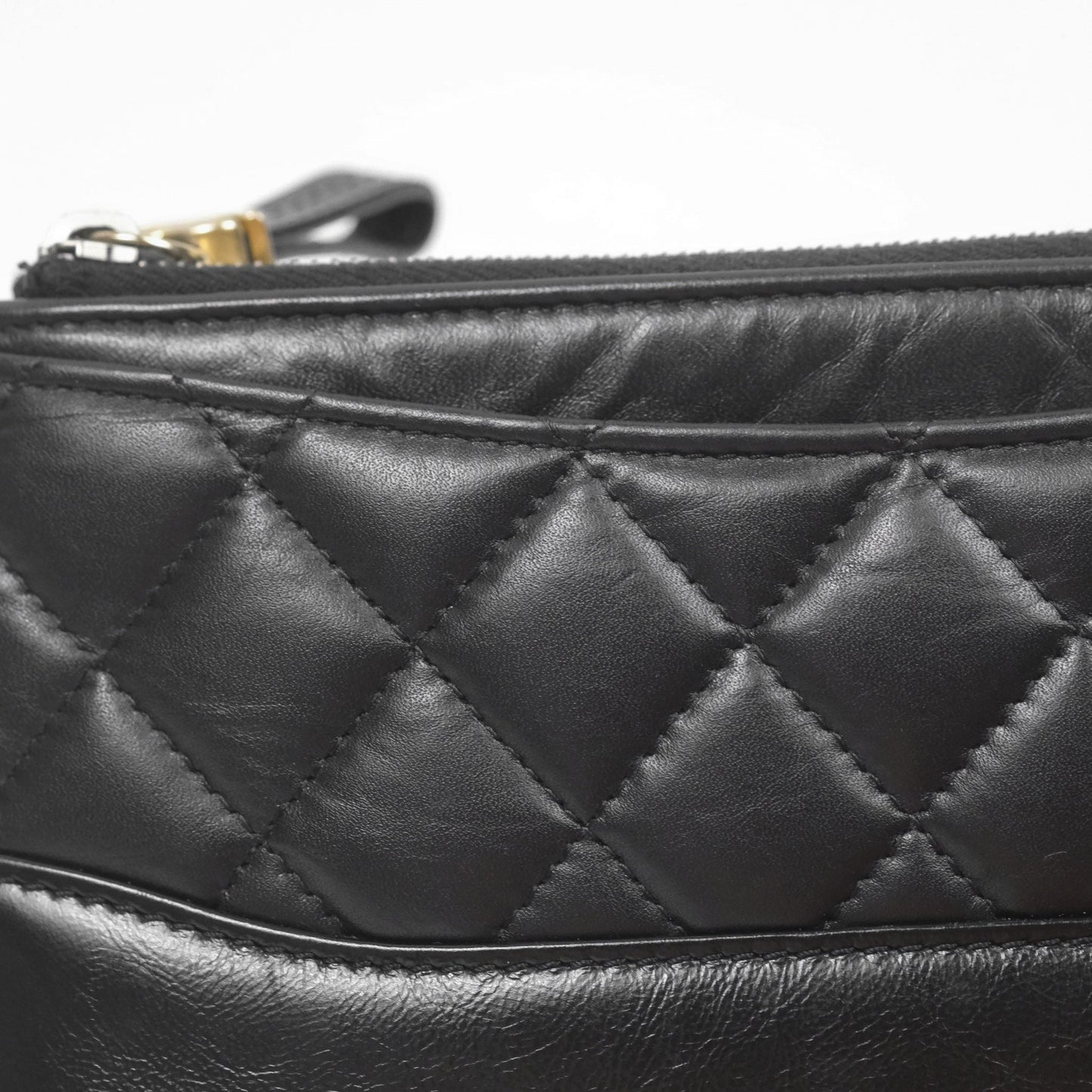 Chanel Quilted Gabrielle Zip Pouch Black Calfskin