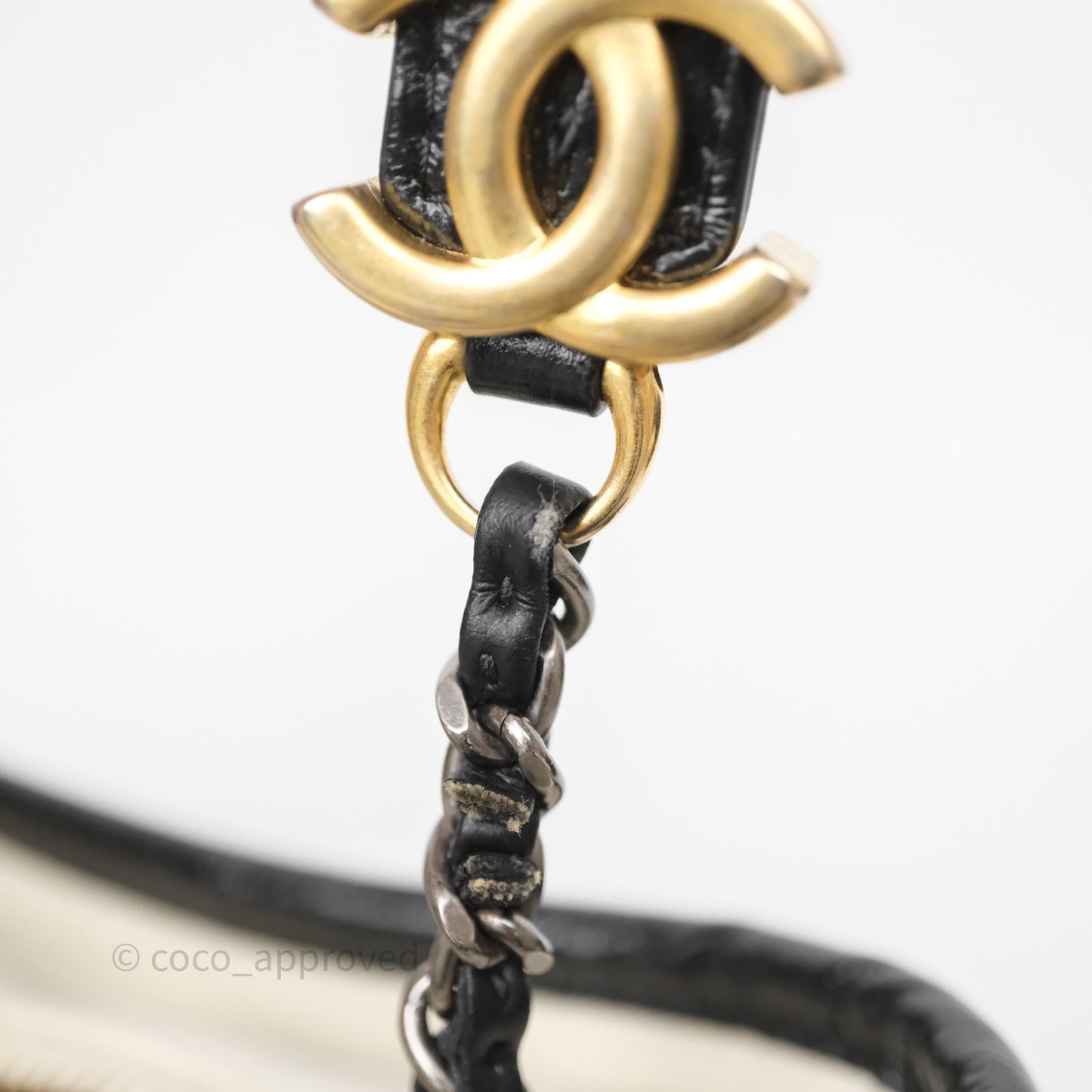 Chanel Small Gabrielle Hobo Quilted Black White Aged Calfskin