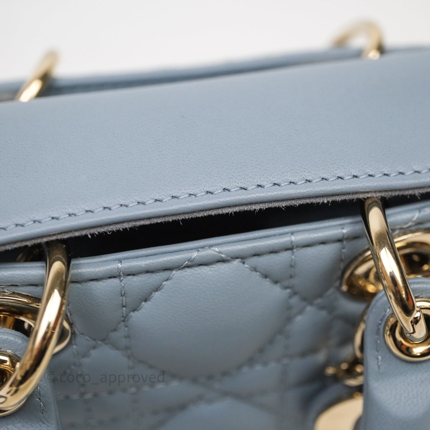 Christian Dior Micro Lady D-Joy Bag Blue Cannage Lambskin Light Gold Hardware