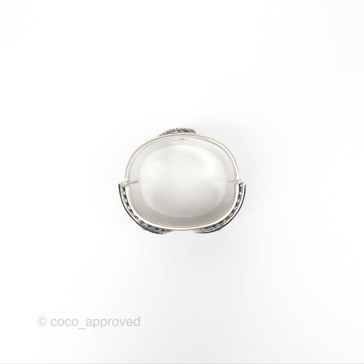 Chanel CC Pearl Bracelet Grey Navy Silver Tone 15V