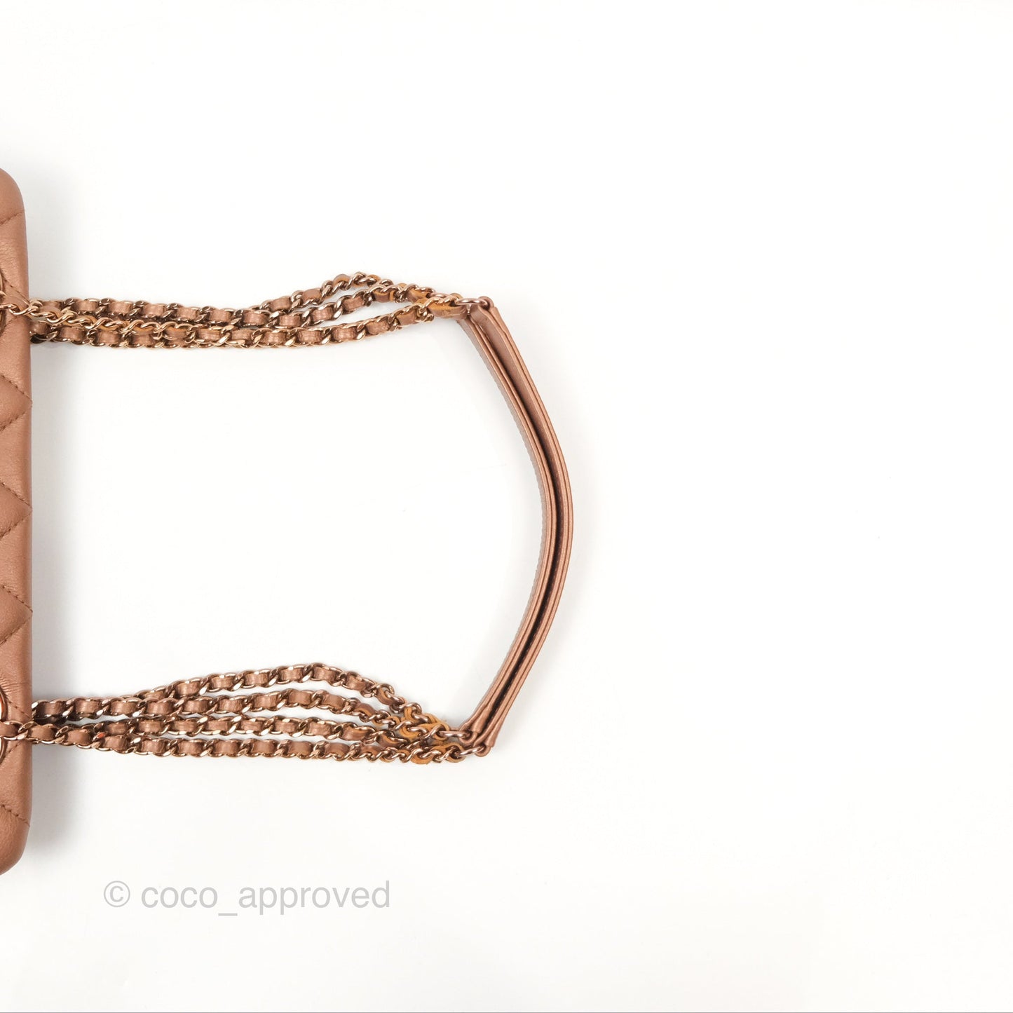 Chanel Quilted Small CC Eyelet Tote Copper Iridescent Goatskin Rose Gold