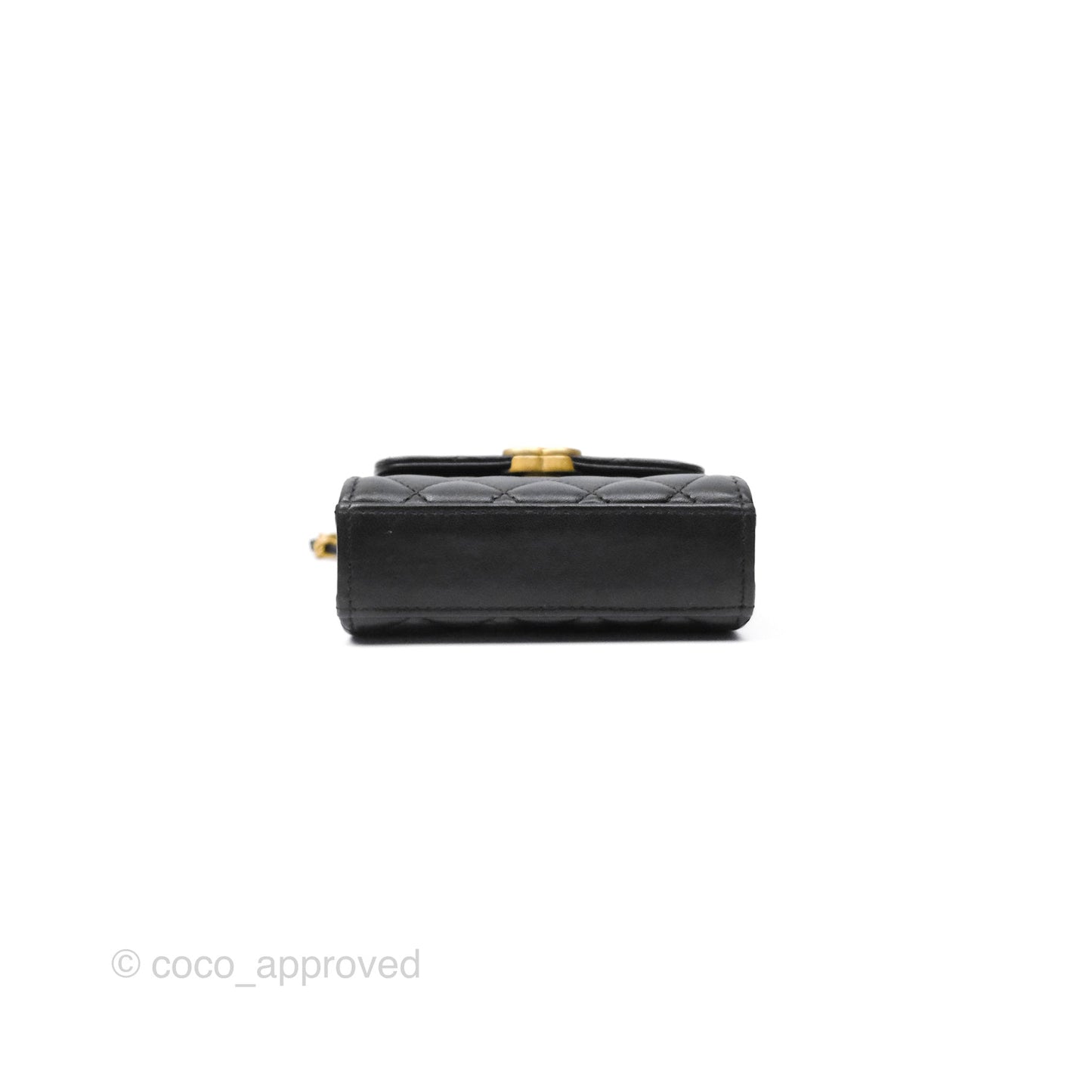 Chanel Mini Enamel Handle Clutch on Chain Black Lambskin Gold Hardware 22B