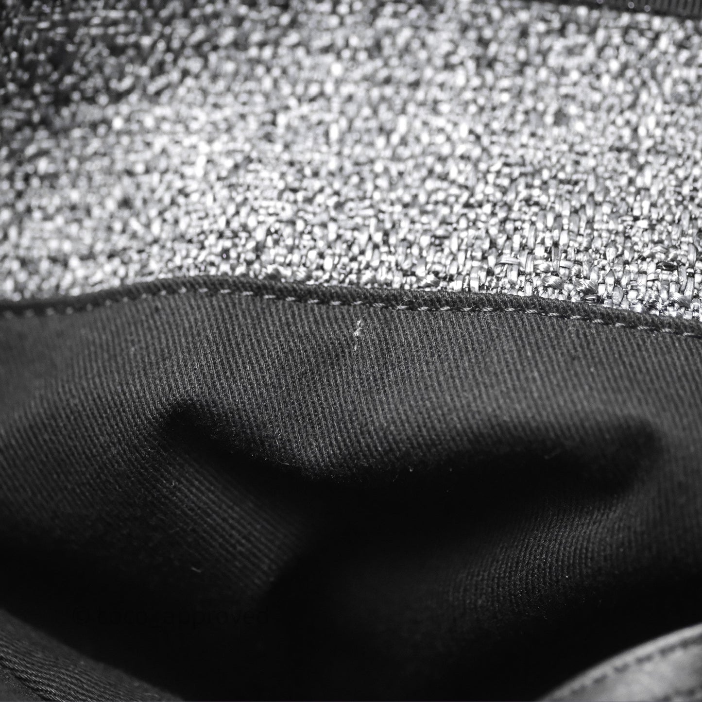 Chanel Large Deauville Glitter Black Grey Raffia Gold Hardware