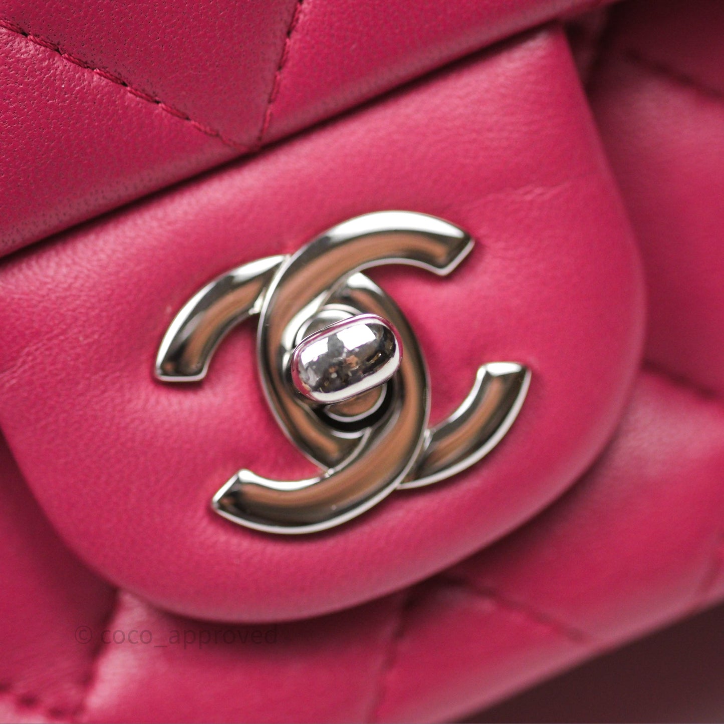 Chanel Quilted Mini Rectangular Flap Dark Pink Lambskin Silver Hardware