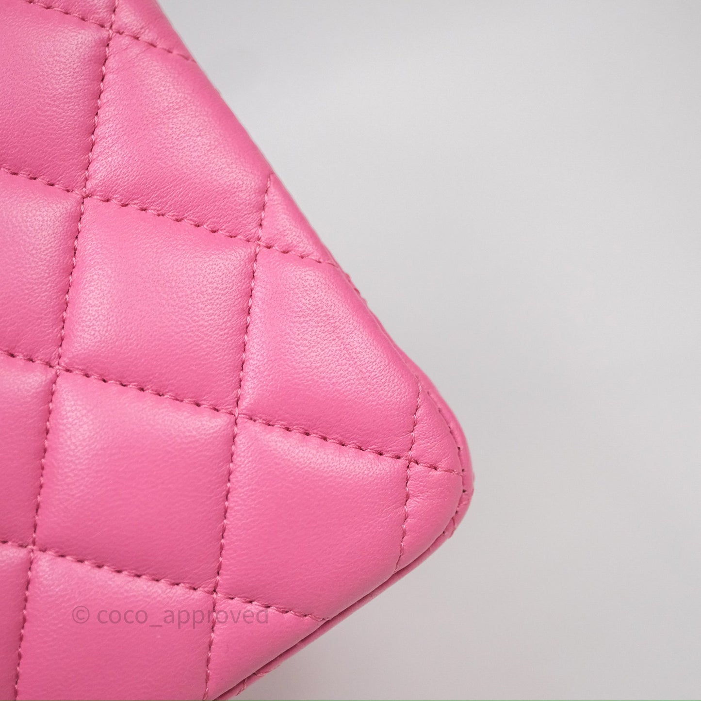Chanel Small Classic Flap Quilted Pink Lambskin Rainbow Hardware