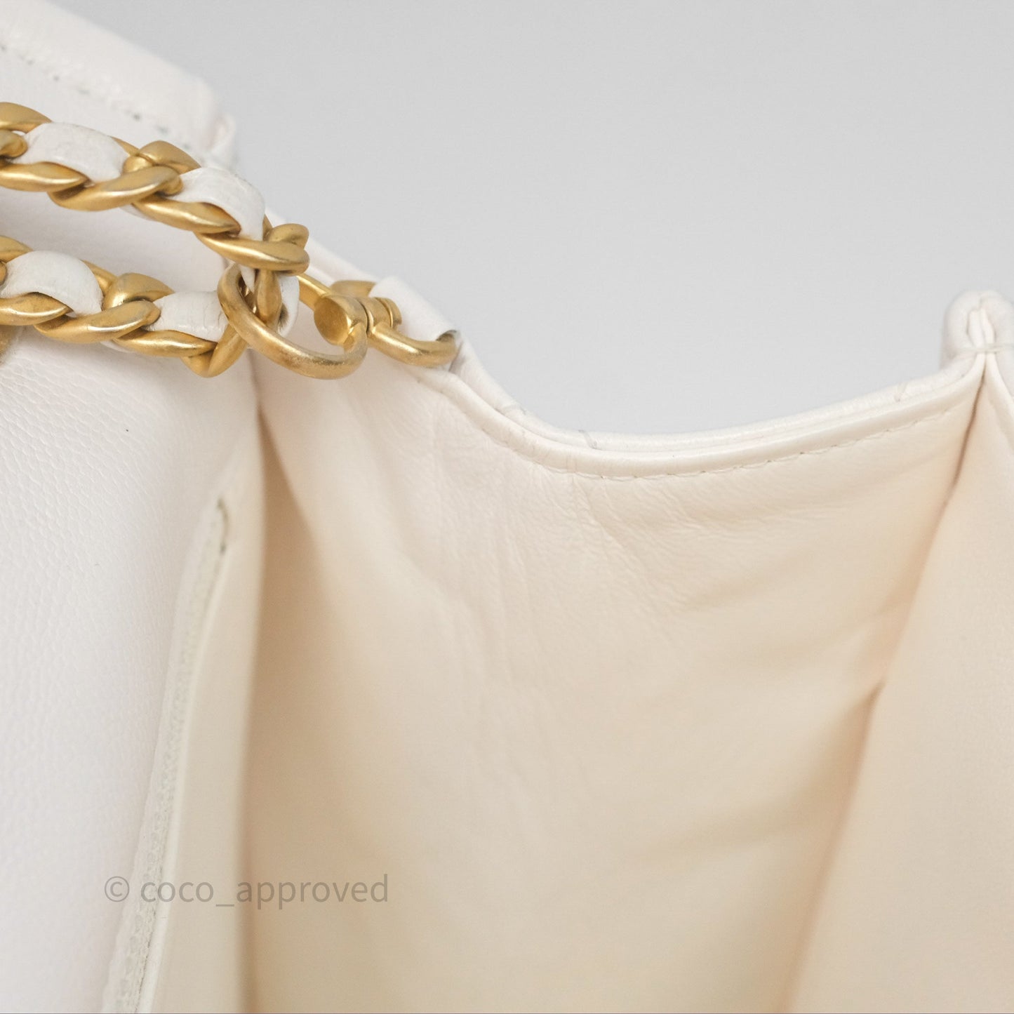 Chanel Large Quilted Sweet Classic Flap White Caviar Aged Gold Hardware