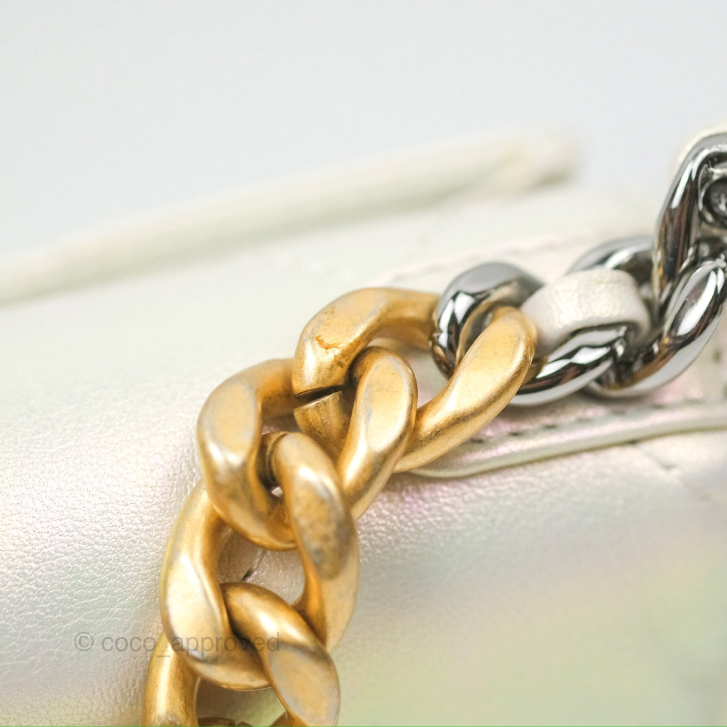 Chanel 19 Phone Holder Iridescent Ivory Mixed Hardware