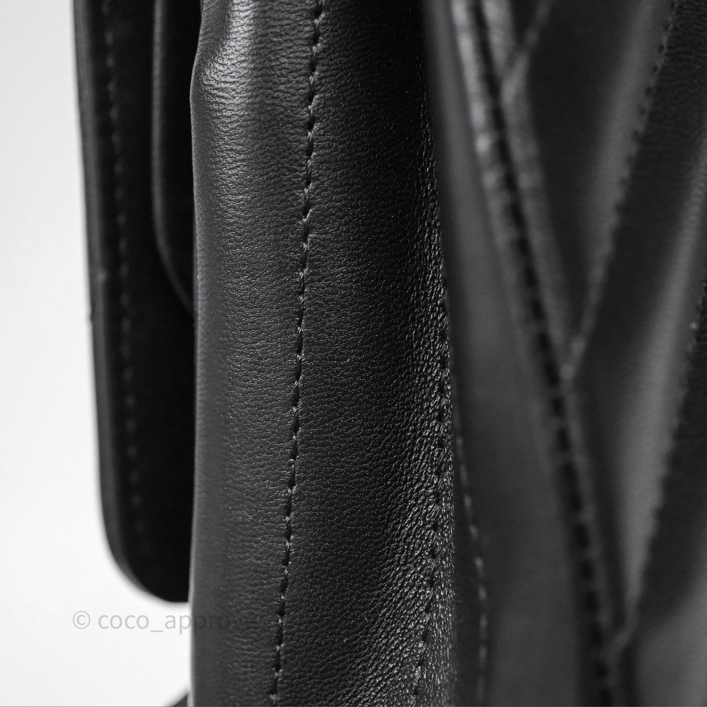 Chanel Classic M/L Medium Flap Chevron Black Lambskin Silver Hardware