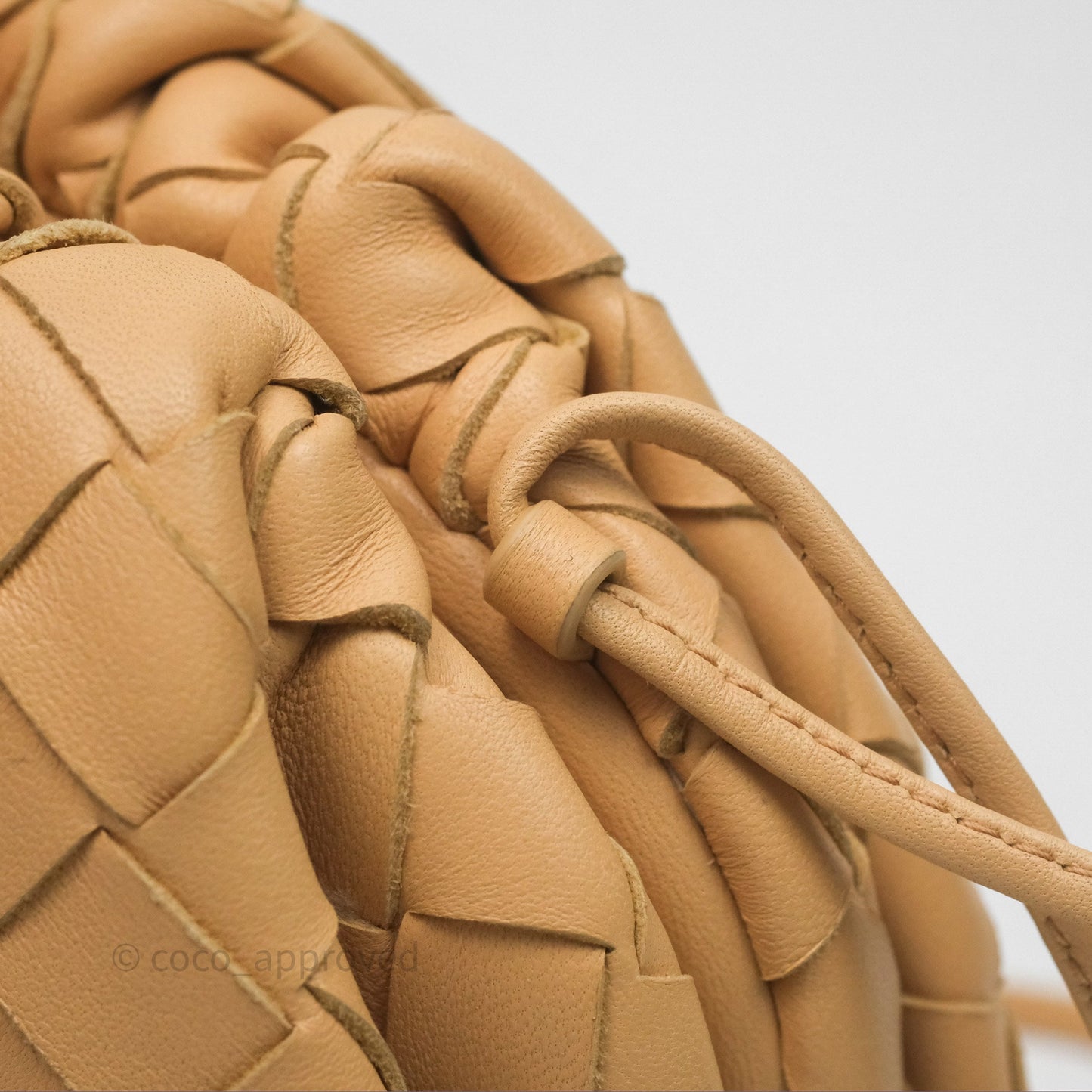 Bottega Veneta The Mini Pouch Intrecciato Lambskin Beige
