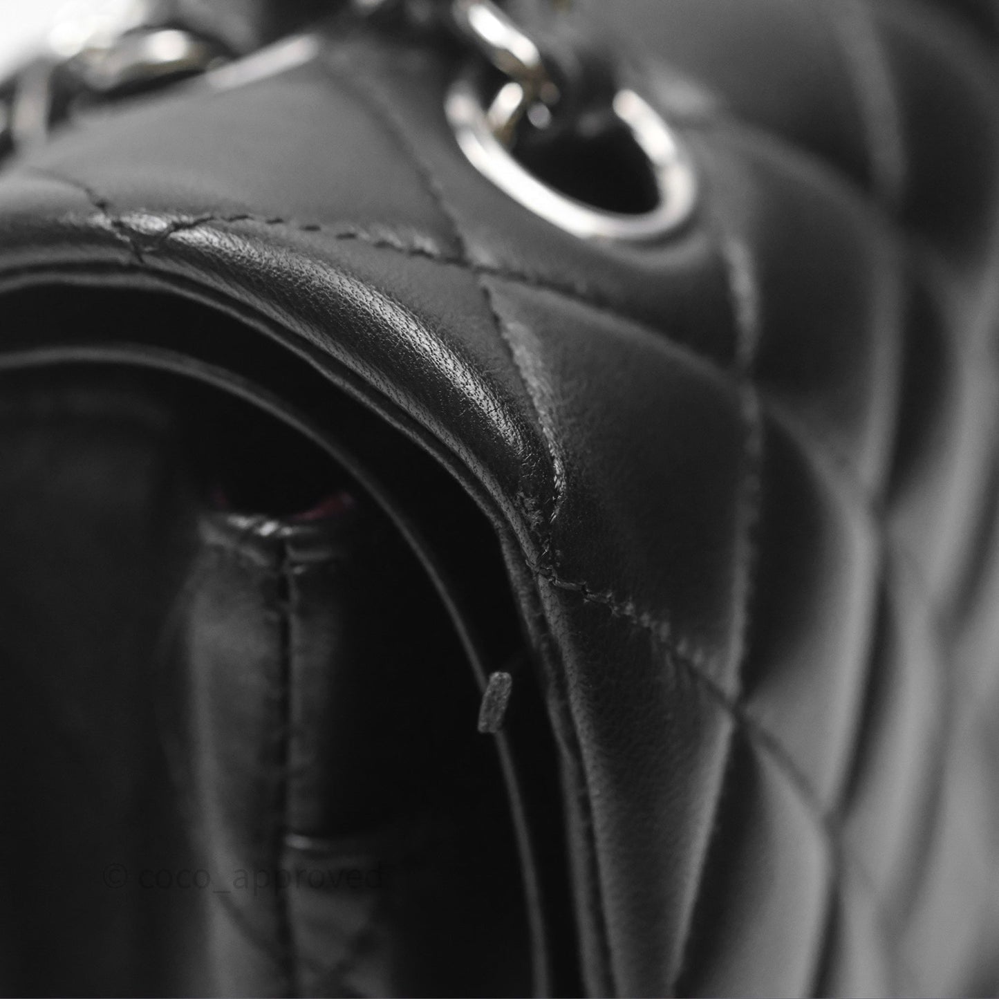 Chanel Classic M/L Medium Flap Quilted Black Lambskin Silver Hardware
