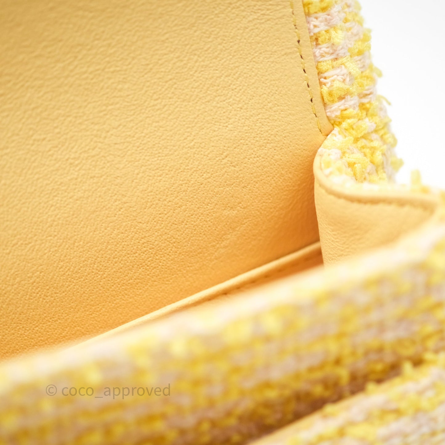 Chanel Classic M/L Medium Flap Quilted Yellow Tweed Gold Hardware