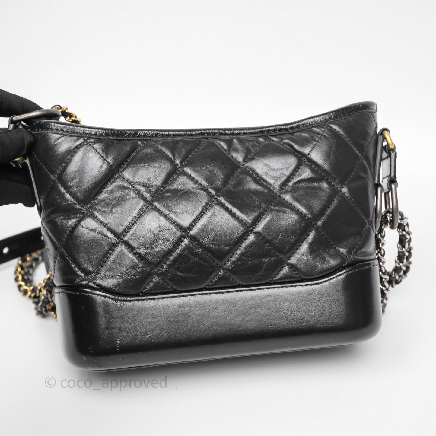 Chanel Small Gabrielle Hobo Quilted Black Aged Calfskin