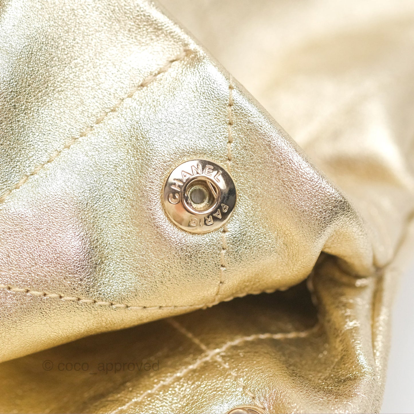 Chanel 22 Small Quilted Iridescent Gold Gold Hardware