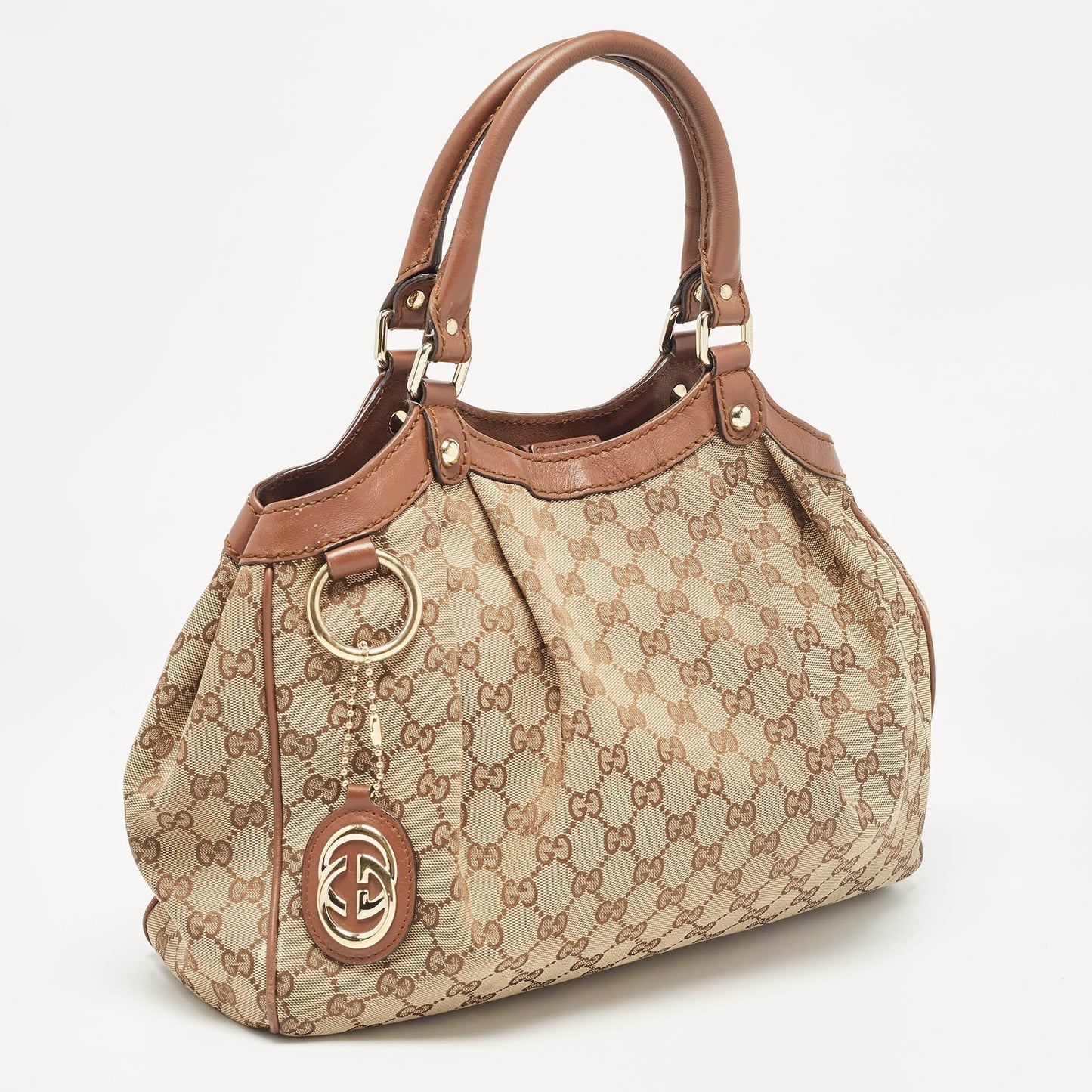 Luxury Gucci Trending 2025 Beige/brown Gg Canvas And Leather Medium Sukey Tote..