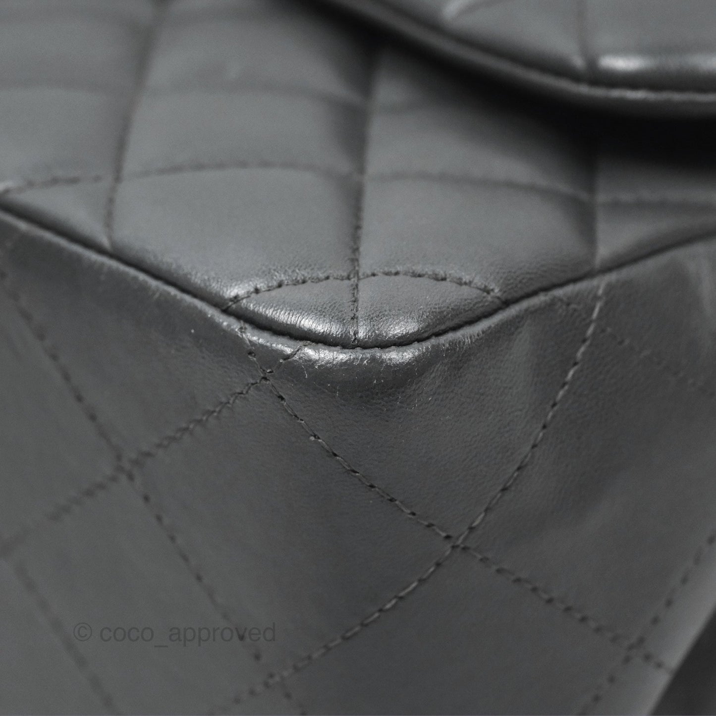 Chanel Jumbo Double Flap Dark Grey Lambskin Brushed Gold Hardware⁣⁣